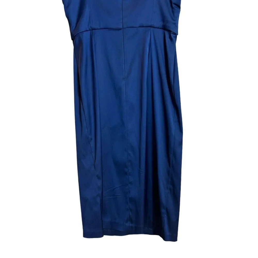Donna Ricco New York Royal Blue Satin Knee Length Cocktail Dress Size 4P